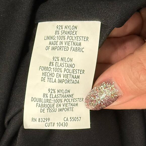 Marina Black Sequin Sheer Long Sleeve V-Neck Low Back Dress size 14 NEW Tags - Picture 4 of 12